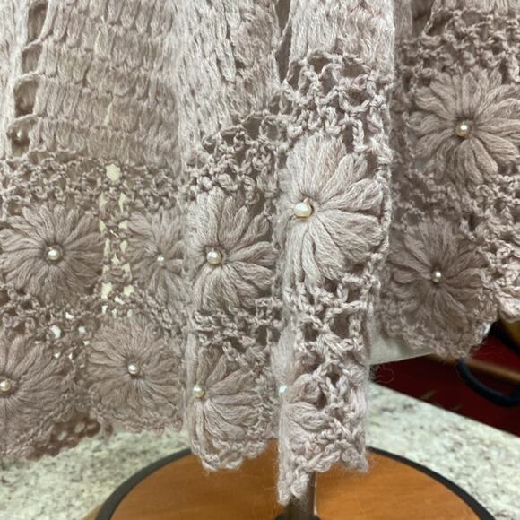 Glentex vintage women’s wool nude color beaded wrap top - Picture 3 of 6